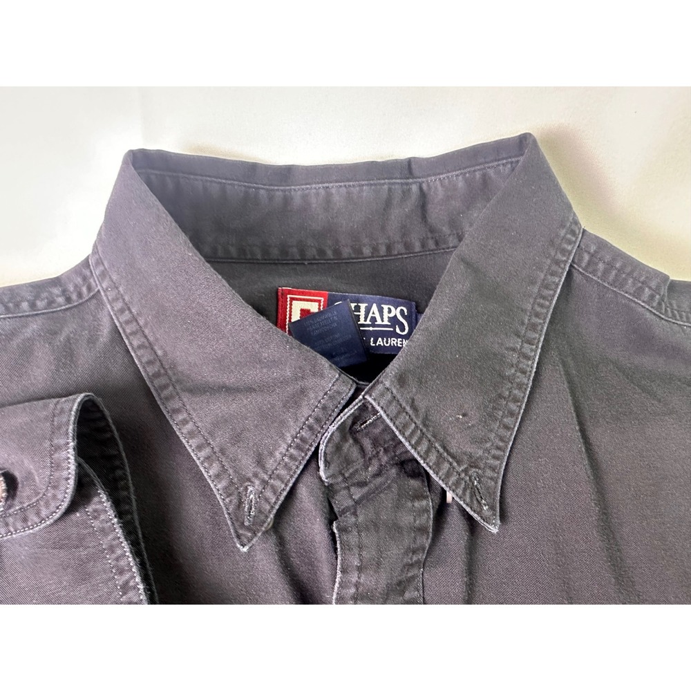 VTG Chaps‎ Ralph Lauren Mens Classic Fit Button Down Shirt XL Embroidered Crest - Picture 9 of 10